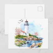 Carte Postale Phare Aquarelle (Devant / Derrière)