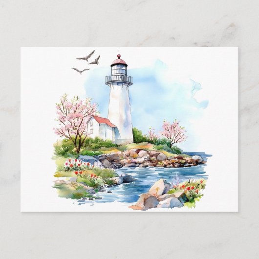 Carte Postale Phare Aquarelle (Devant)