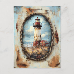 Carte Postale Phare Art avec bordure en corde