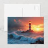Carte Postale Phare au coucher du soleil (Devant / Derrière)