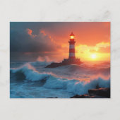 Carte Postale Phare au coucher du soleil (Devant)