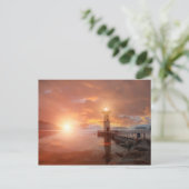 Carte Postale Phare au coucher du soleil (Debout devant)