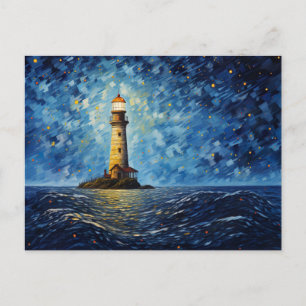 Carte Postale phare coloré paysage maritime