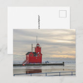 Carte Postale Phare connu sous le nom de Big Red en Holland Mich (Devant / Derrière)