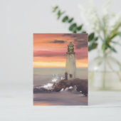 Carte Postale Phare côtier avec ciel rose et orange (Debout devant)