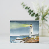 Carte Postale Phare côtier avec faisceau lumineux (Debout devant)