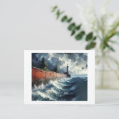 Carte Postale Phare dans la tempête à venir, (Debout devant)
