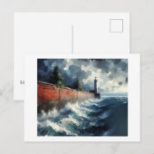 Carte Postale Phare dans la tempête à venir, (Devant / Derrière)