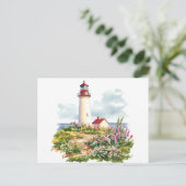 Carte Postale Phare dans l'aquarelle de printemps (Debout devant)