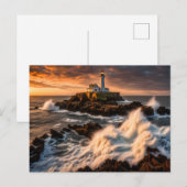 Carte Postale Phare dans une mer agitée (Devant / Derrière)