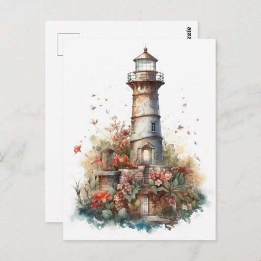 Carte Postale Phare d'aquarelle Fairytale (Devant / Derrière)