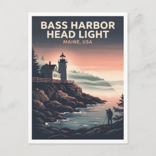Carte Postale Phare de Bass Harbor Head, île de Mount Desert, Ma
