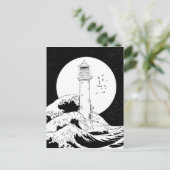 Carte Postale Phare de Bell Rock noir et blanc (Debout devant)