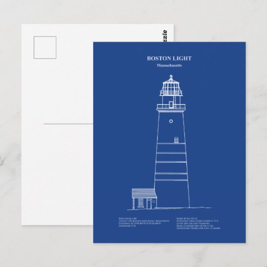 Carte Postale Phare de Boston Light - Massachusetts – AD (Devant / Derrière)