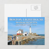 Carte Postale Phare de Boston, Massachusetts (Devant / Derrière)