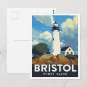 Carte Postale Phare de Bristol Rhode Island Art (Devant / Derrière)