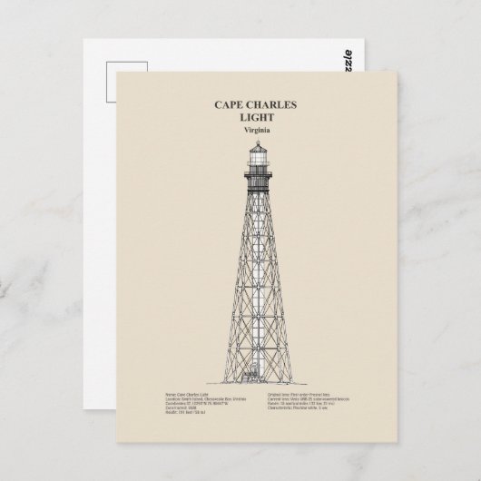 Carte Postale Phare de Cape Charles - Virginie - SBD (Devant / Derrière)