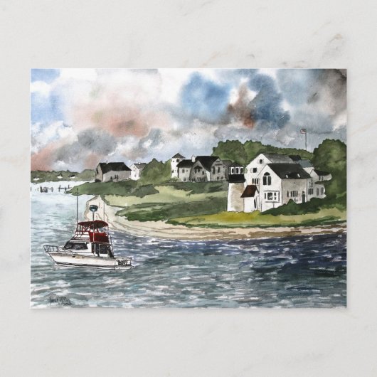 Carte Postale Phare de Cape Cod et bateau de pêche (Devant)