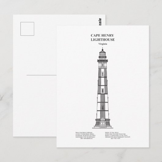 Carte Postale Phare de Cape Henry - Virginie - BD (Devant / Derrière)