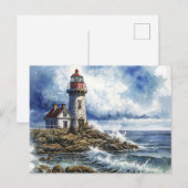 Carte Postale Phare de Charme avec Vagues (Devant / Derrière)