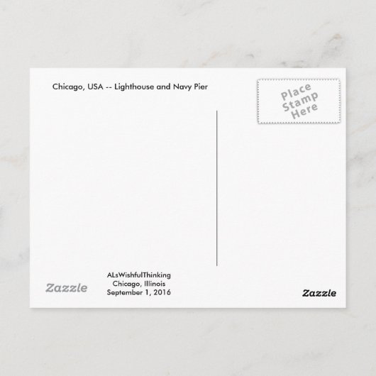 Carte Postale Phare de Chicago (Dos)