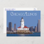 Carte Postale Phare de Chicago Harbour, Chicago Illinois États-U (Devant / Derrière)
