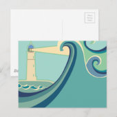 Carte Postale Phare de Côte Est avec des vagues (Devant / Derrière)