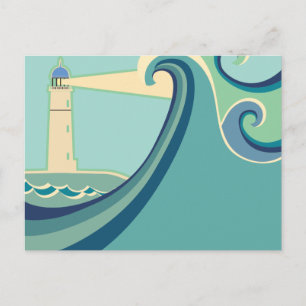 Carte Postale Phare de Côte Est avec des vagues
