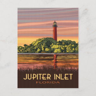 Carte Postale Phare de Floride Jupiter Inlet Style Vintage