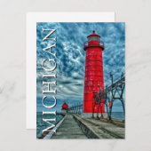Carte Postale Phare de Grand Haven | Michigan | MERCI (Devant / Derrière)
