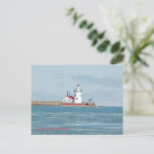 Carte postale : phare de Harbor Beach (Debout devant)