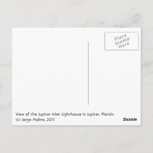 Carte Postale Phare de Jupiter Inlet à Jupiter, Floride (Dos)