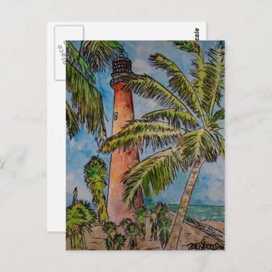 Carte Postale phare de key biscayne cape florida (Devant / Derrière)