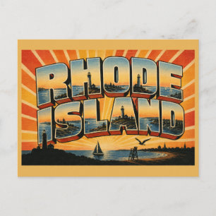 Carte Postale Phare de la baie de Rhode Island Forêt Art