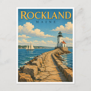 Carte Postale Phare de la digue de Rockland Maine GeoSaga