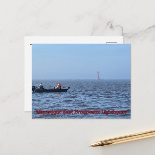 Carte Postale Phare de la jetée est de Manistique (Devant/Arrière en situation)