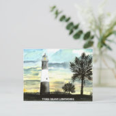 CARTE POSTALE PHARE DE L'ÎLE TYBEE (Debout devant)