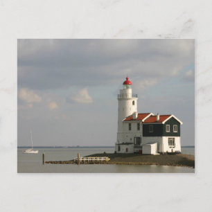Carte Postale Phare de Maarken en Hollande-Nord, Pays-Bas
