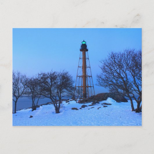 Carte Postale Phare de Marblehead en hiver (Devant)