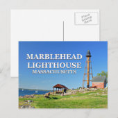 Carte Postale Phare de Marblehead, Massachusetts (Devant / Derrière)