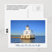 Carte Postale Phare de Milwaukee Breakwater (Devant / Derrière)