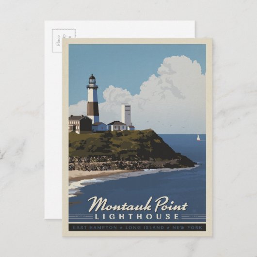 Carte Postale Phare de Montauk Point, Long Island NY (Devant / Derrière)