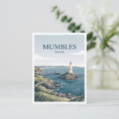 Carte Postale Phare de Mumbles Royaume-Uni (Debout devant)