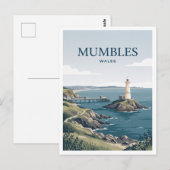 Carte Postale Phare de Mumbles Royaume-Uni (Devant / Derrière)