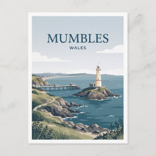 Carte Postale Phare de Mumbles Royaume-Uni