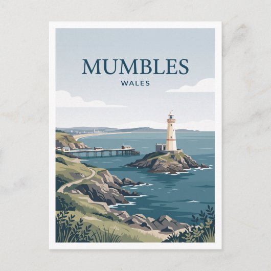 Carte Postale Phare de Mumbles Royaume-Uni (Devant)