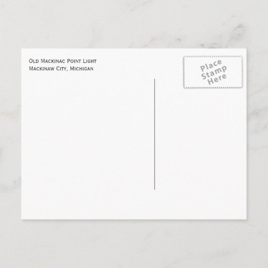 Carte Postale Phare de Old Mackinac Point (Dos)