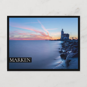 Carte Postale Phare de Paard van Marken au lever du soleil bleu