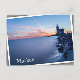 Carte Postale Phare de Paard van Marken au lever du soleil bleu