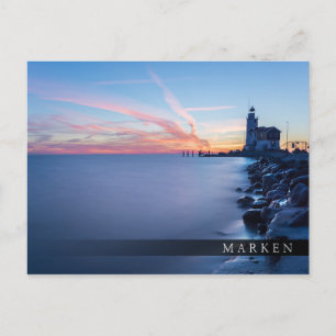 Carte Postale Phare de Paard van Marken au lever du soleil bleu